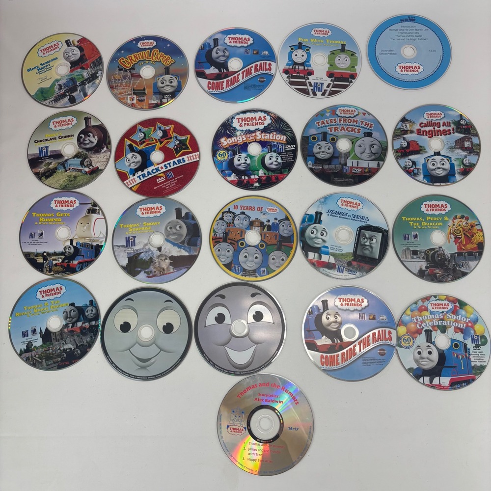 Thomas & Friends DVDs and  CD Lot 21 pcs Discs Kids With Soundgear Case UNTESTED